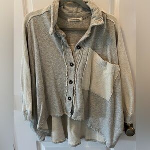 We The Free Heather Gray Button-Up Shirt